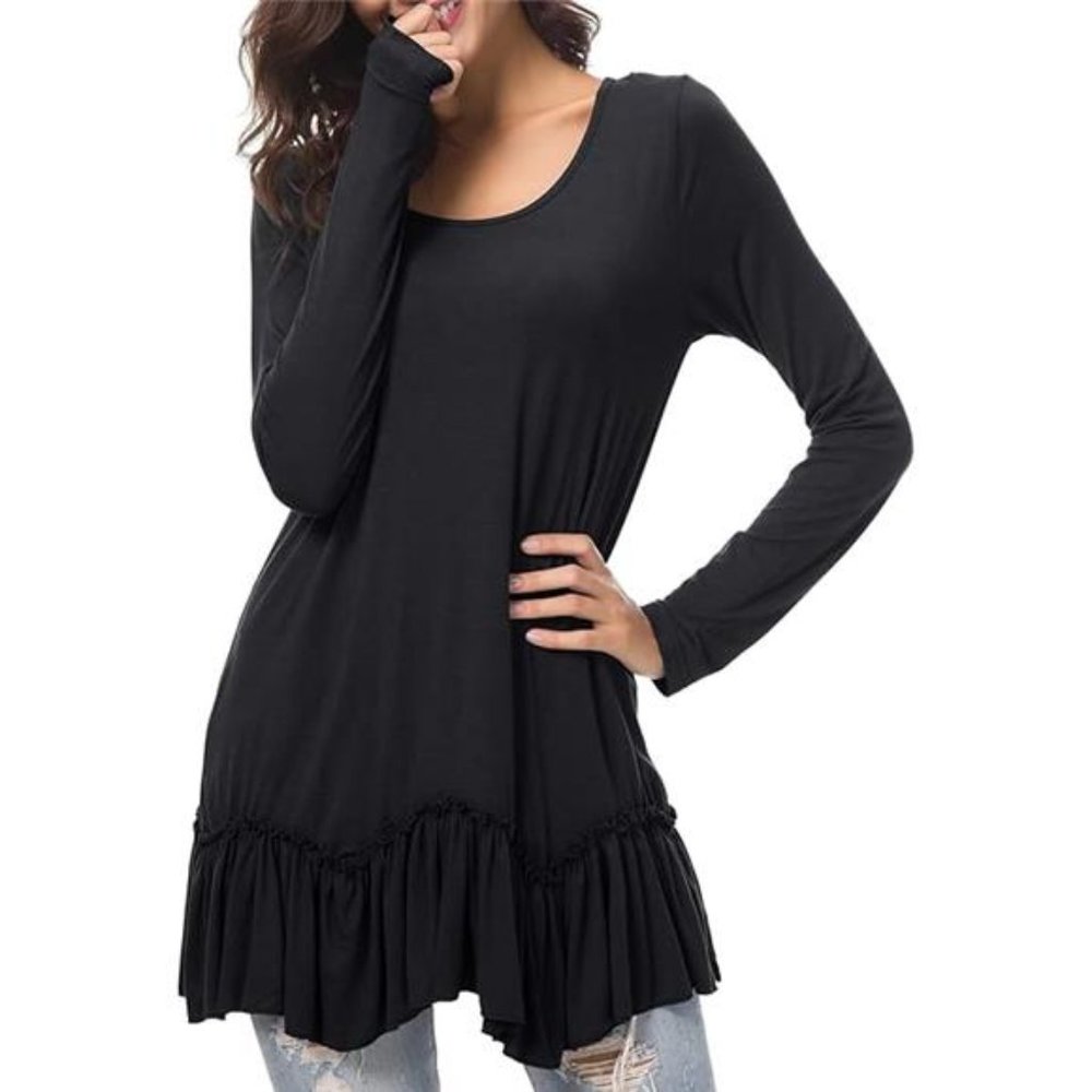Urban CoCo Women's Casual T-Shirt Solid Long Sleeve Tunic Tops - Picture 7 of 8